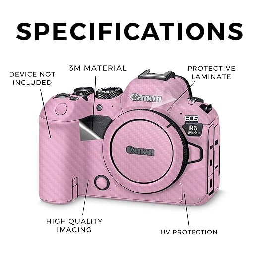 Carbon Fiber Camera Skin Compatible with Canon EOS R6 Mark II Camera (2022) - Solid Pink - Premium 3M Vinyl Protective Wrap Decal Cover - Easy to Apply | Crafted in The USA by MightySkins