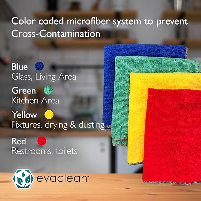 EvaClean Premium Microfiber Cleaning Cloth 16"x16" - Reusable, Washable, Non-Scratch, Microfiber Towels for Cleaning, Dusting, Polishing, High Absorbency & Durability, Yellow, 12-Pack