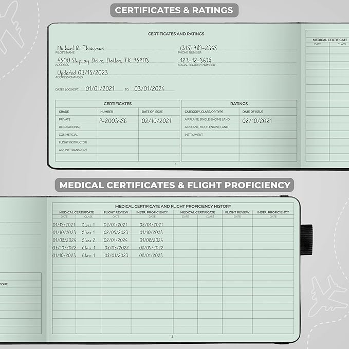 Clever Fox Pilot Logbook – Hardcover Flight Log Journal for Professional & Student Pilots – Aircraft Record Book, Aviation Gifts & Gear (Runway Black)
