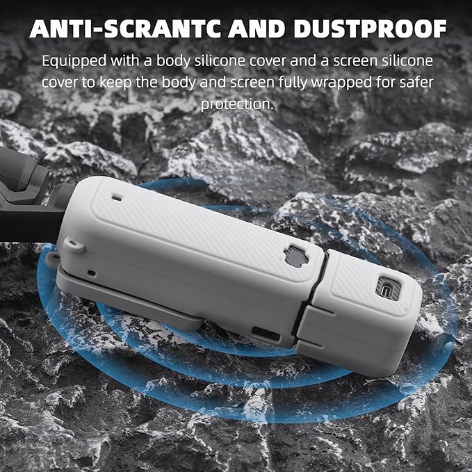 BRDRC Pocket 3 Silicone Cover, For Xtra Muse Protective Case Lens Protector Scratch-Resistant Sleeve Skin Compatible with DJI OSMO Pocket 3 Creator Combo/Xtra Muse Accessories (Grey)