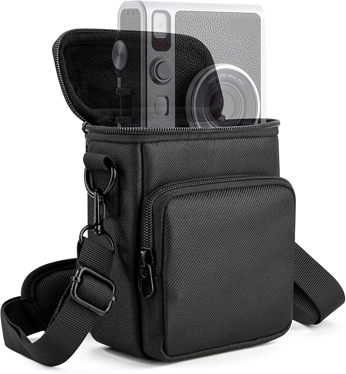 Protective Travel Case Compatible with Fujifilm Instax Mini EVO/LIPLAY/LiPlay+ Hybrid Instant Camera - Portable Storage Bag with Adjustable Strap & Belt Loop, Black (Case Only)‌