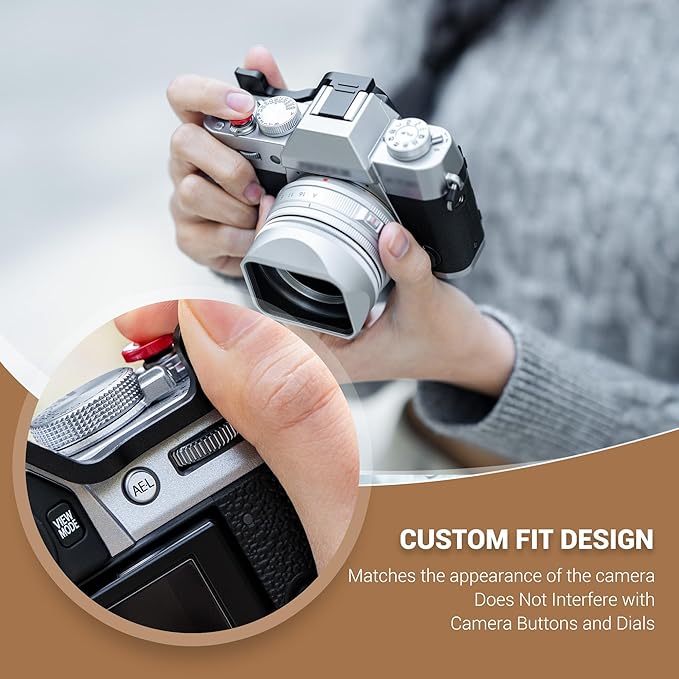 JJC Metal Thumb Grip & Soft Shutter Button for Fuji Fujifilm X-T30 III X-T30 II XT30 III XT30 X-T20 X-T10 Mirrorless Camera, Hot Shoe Cover Protector Thumb Rest for Stable Safe Hand Hold, Silver Color