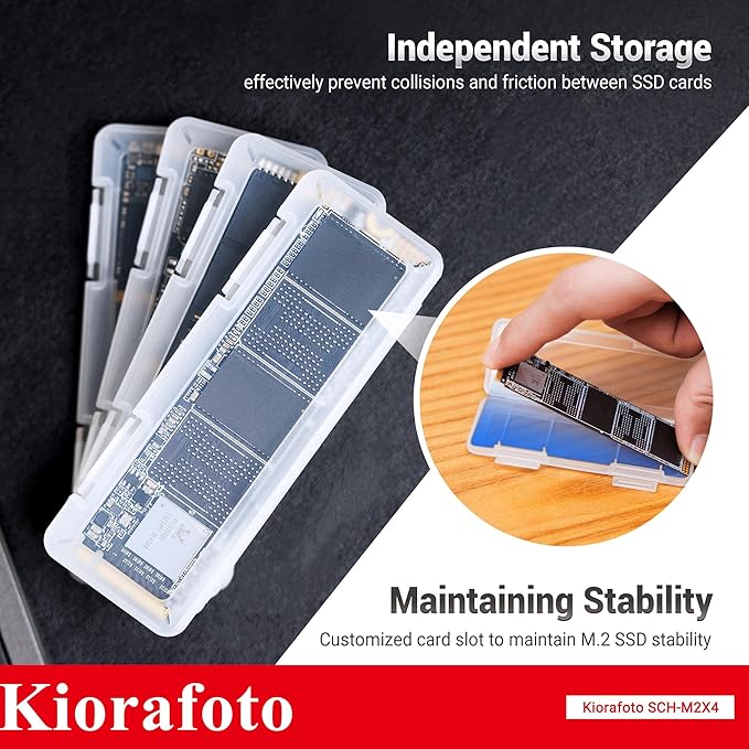 4 Pack Clear Plastic M.2 2280 2260 2242 2230 SSD Case, Portable M.2 NVMe 2280 SSD Holder Protective Box Storage with Label, Individual M.2 Drive Storage Case Anti-Static & Shockproof