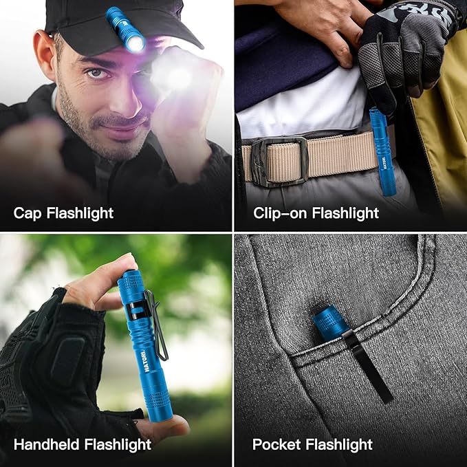 HATORI Led Flashlight Small Super Bright Handheld Flashlights High Lumens Mini Pocket Pen Light for Camping Emergencies Outdoor EDC Tactical Flashlights (1 Pack)