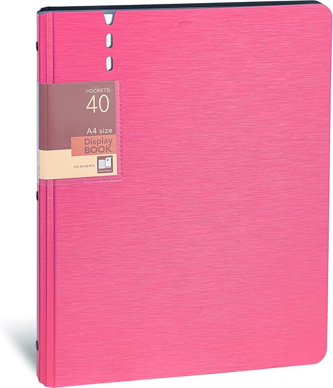 WORPSON Presentation Binder 40-Pocket, Displays 80 Pages, 9x12 inch with Plastic Sleeves, Portfolio Organizer for Documents, Certificates, Artwork, Photos, Clear Sheet Protectors (Fuchsia, 1 Pack)
