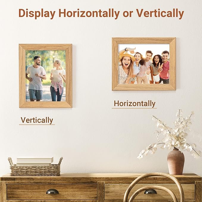 Vivelove 4x5 Picture Frame, High-End Natural Oak 4 x 5 Wooden Frame with Tempered Glass, 4x5 Wood Photo Frame for Wall or Tabletop, Wall Hook Included for Art Photo and Prints, Natural