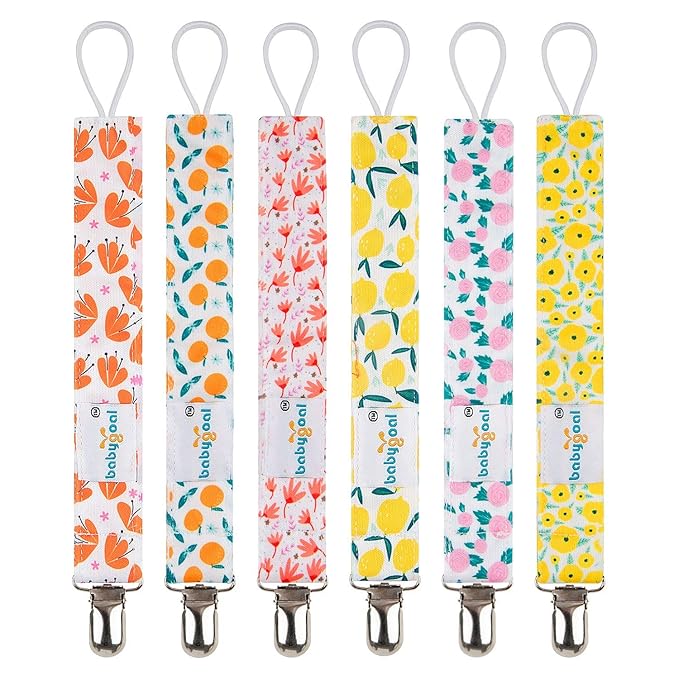 Babygoal Girl Pacifier Clips, 6 Pack Pacifier Holder for Boys and Girls Fits Most Pacifiers 6MP05