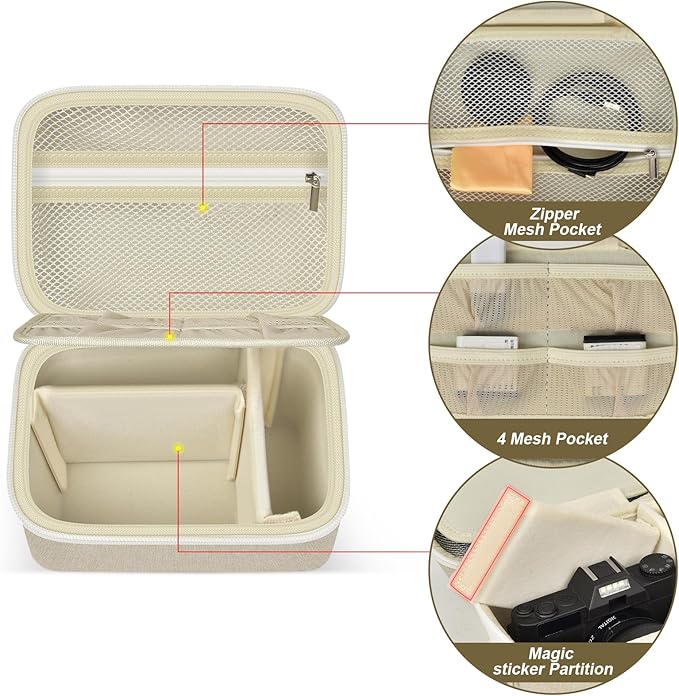 ANKHOH Vlogging Camera Case for Duluvulu/for Zostuic/for YIGLLO/for Gavonde/for Canon/for Kodak Pixpro Digital 4K 5K Camera Carrying Travel Bag for SD Cards, Accessories(Box Only)(White)