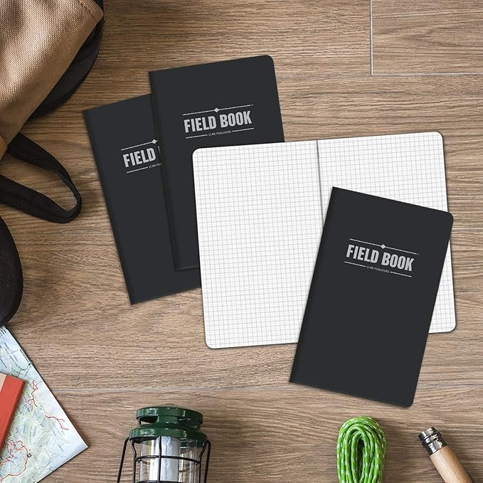 Elan Publishing Company Field Notebook/Journal - 5"x8" - Black - Graph Memo Book - Pack of 4