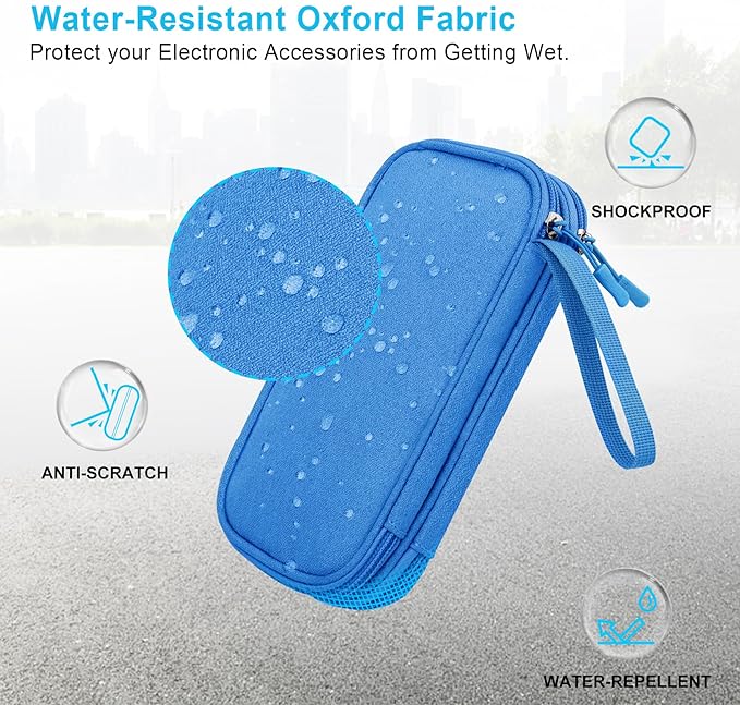 Lacdo USB Flash Drive Case Thumb Drive Holder Case Organizer Portable Electronic Accessories Storage Bag for SanDisk/SamData/Samsung USB Flash Drives Jump Drive Memory Stick, Cable, Medium Size-Blue