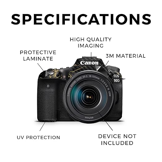 Carbon Fiber Camera Skin Compatible with Canon EOS 90D Camera (2019) - Black Gold Marble - Premium 3M Vinyl Protective Wrap Decal Cover - Easy to Apply | Crafted in The USA by MightySkins