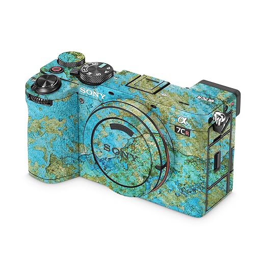 Carbon Fiber Camera Skin Compatible with Sony Alpha 7CR Camera (2023) - Teal Marble - Premium 3M Vinyl Protective Wrap Decal Cover - Easy to Apply | Crafted in The USA by MightySkins