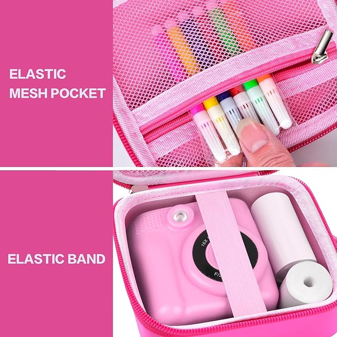 Kids Instant Print Camera Case Compatible with ESOXOFFORE for Dylanto for DUDUDRAGON for GKTZ for ETIKEZ for Dafotil for Careenoah for Aasonida Digital Video Prints Paper Bag (Box Only) Rose Red