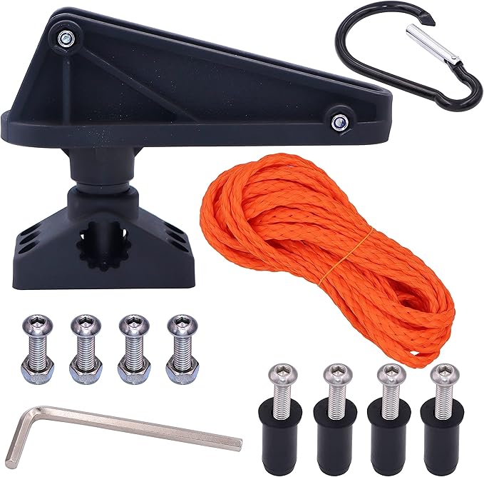 30 Feet Boat Anchor Lock Side Deck Mount Kit – Includes Waterproof Braided Rope, Anchor Lock, Release System, Installation Nut, and Tool for Easy Deployment and Secure Holding