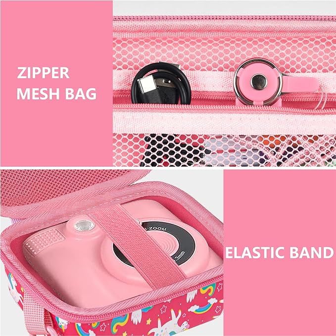 Leayjeen Kids Camera Case Compatible with ESOXOFFORE/Dylanto/GKTZ/HiMont/CAMCLID Kids Camera Instant Print for Christmas Gifts and Birthday Gifts for Kids 3-12 Years Old - Pink Unicorn (Case Only)