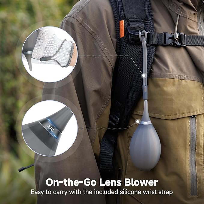 JJC Camera Air Blower for Digital SLR Mirrorless Camera Sensor CCD CMOS Lens Filter, Lens Blower with Lanyard for Outdoor Travel Cleaning-Clear Black