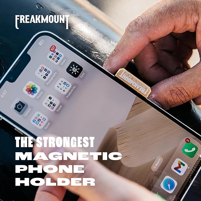 FREAKMOUNT Magnetic Motorcycle Phone Mount - Compatible with Harley Davidson - Premium Billet Aluminum Holder for Gas Tank, High-Speed Magnet Accessories - Fits Most Phones, Electric Yellow