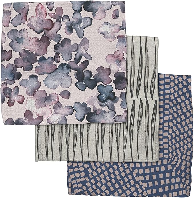 GEOMETRY Kitchen Dish Cloths - Quick Dry Dishcloths for Kitchen - Premium Dish Rags with Geoweave - 3-Pack Set Tiny Petals