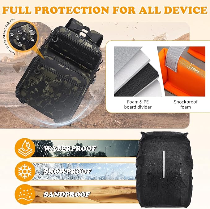 HAMBOLY Professional Camera Bag Backpack, Large Waterproof Photography Bag Case for DSLR/SLR/Mirrorless Camera with Tripod Holder/15.6’’ Laptop Compartment/Rain Cover