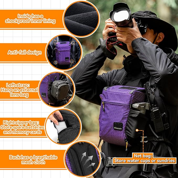 HIKEMAN Shoulder Bag Case for Camera - Outdoor Waterproof Shockproof Camera Bag,Detachable Strap for Daily Use,Travel,Cycling Climbing(Grey)