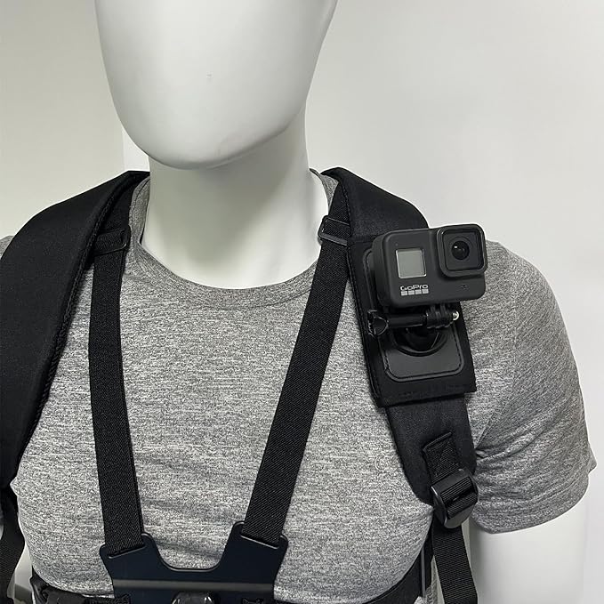 Reflex Camera 360° Rotation Backpack Shoulder Strap Mount Adapter Compatible with Go Pro Hero 13-9, Insta 360 X3/X2, D J I Osmo Action 3/2 – Hands-Free, Adjustable, Secure Action Camera Clip Mount