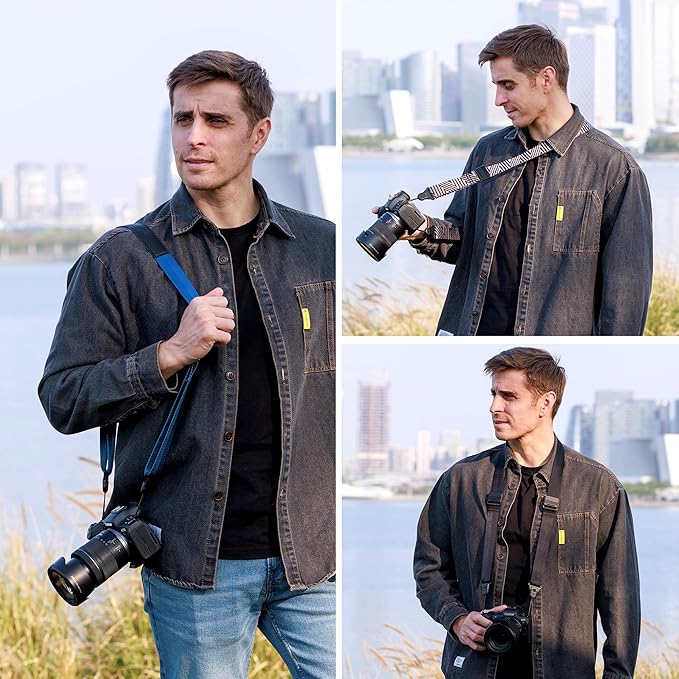 JJC DSLR Camera Neck Strap with Patented Quick Release Buckles, Universal Adjustable Camera Shoulder Sling Strap for Canon Nikon Sony Fujifilm Olympus Pentax DSLR SLR Cameras (Black)