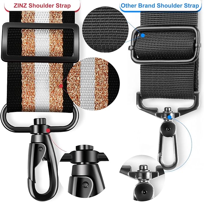 ZINMARK Shoulder Strap 59 inch, Extra-Thick Fixed Cushion Pad and Dual Clasps Universal Replacement Strap for Bags, Camera, Crossbody，Lawn mower -Black Gold Jacquard