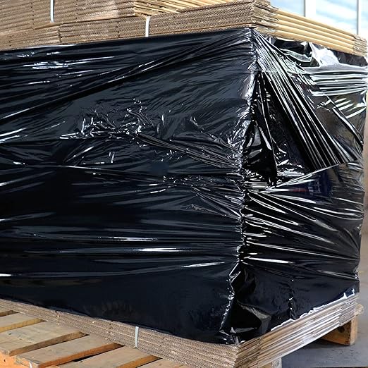 BOMEI PACK 2 Pack 1500ft Industrial Black Stretch Wrap Film 70 Gauge 15" with 3inch Plastic Rolling Handles for Pallet Wrap, Durable Self-Adhering Packing, Moving, Heavy Duty Shrink Film