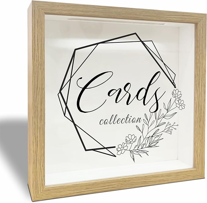 8" x 8" Card Collector Box Photo Frame - Minimalist Floral Pattern Keepsake - Memory Box for Displaying and Collecting Greeting Cards, Tickets, Wedding, Party Invitation Keepsake Gifts - A05