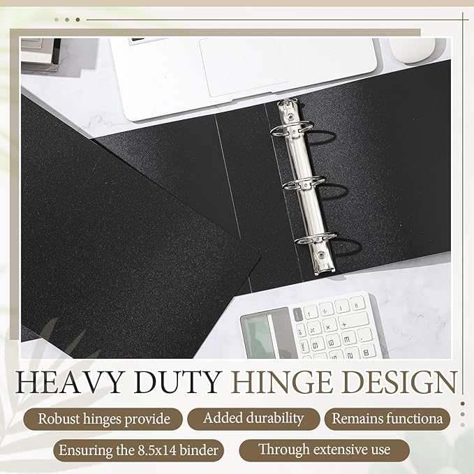 Humyoun 2 Pcs 8.5'' x 14'' Landscape 3 Ring Legal Size Binders 2 Inch Round Ring Binders Heavy Duty Economy Holds 8.5 '' x 14'' Paper for Artwork Blueprints, Office, Home, Work Places(Black)