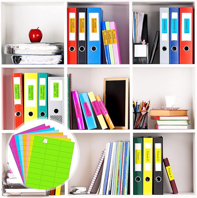 Zhanmai 1200 Pieces Assorted Fluorescent Address Labels Neon Fluorescent Colored Labels Printable Address Stickers for Return Mailing Shipping Coding Message(1 x 2.63 Inch)