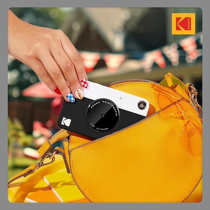 Kodak Printomatic Full-Color Instant Print Digital Camera - 75 Sheets Bundle - Prints On Zink 2x3 Sticky-Back Photo Paper - 5MP, Portable, Creative Fun Gift for Birthday, Christmas, Holiday - Black