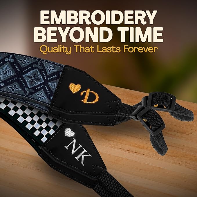 Art Tribute Camera Strap for All DSLR and Mirrorless Cameras. Add Your Name Or Initials Make It a Personalized Gift