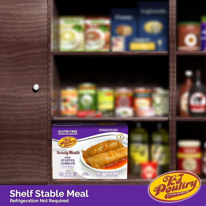 KJ Poultry Kosher Ready Meals - Chicken, Beef and Salmon Fish (14 Pack Variety) Prepared Entree Fully Cooked, Shelf Stable Microwave Dinner Travel, Military, Camping, Emergency Survival