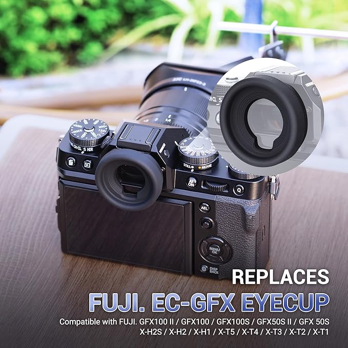 JJC EC-GFX Round Eyecup Eye Cup Eyepiece Viewfinder for Fuji Fujifilm X-T5 XT5 X-T4 XT4 X-T3 XT3 X-T2 XT2 X-T1 GFX100 II GFX100 GFX100S GFX50S II GFX 50S X-H2S X-H2 X-H1, Replaces Fuji EC-GFX Eyecup