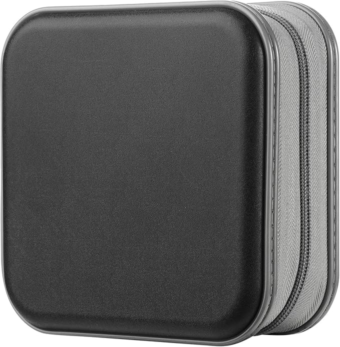 alavisxf xx CD Case, 48 Capacity Hard Plastic DVD Case Portable Zipper CD Case Holder Large Storage Disc Wallet Bag for Car Home Travel (Black, 48 Capacity)