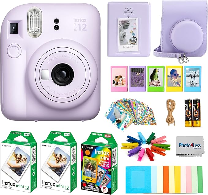 FUJIFILM INSTAX MINI 12 Instant Film Camera (Lilac Purple) + Accessories
