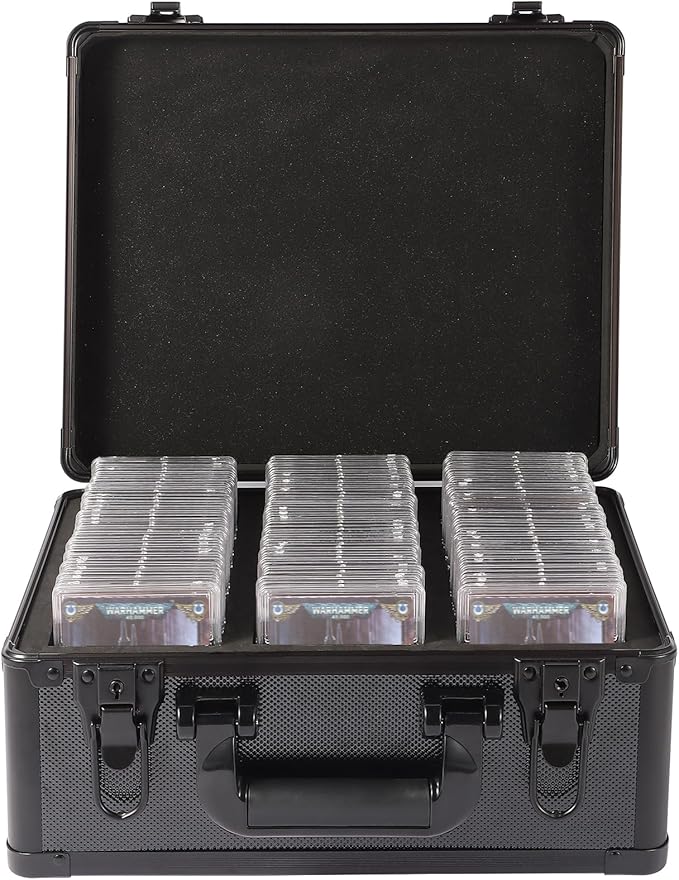 EcoVibe Graded Card Case, Aluminum Alloy Trading Card Storage Box with Carry Handle, Sports Card Case Holders with Dividers, Graded Card Storage Boxes Fits Psa, Tcg, Csg, Bgs, Sgc Slabs