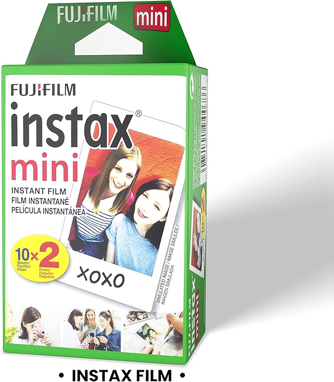 Fujifilm Instax Mini Film - Fuji Film Instant Film - Twin Pack (20 Sheets) - Bundled with Moshify 20 Colorful Sticker Frames