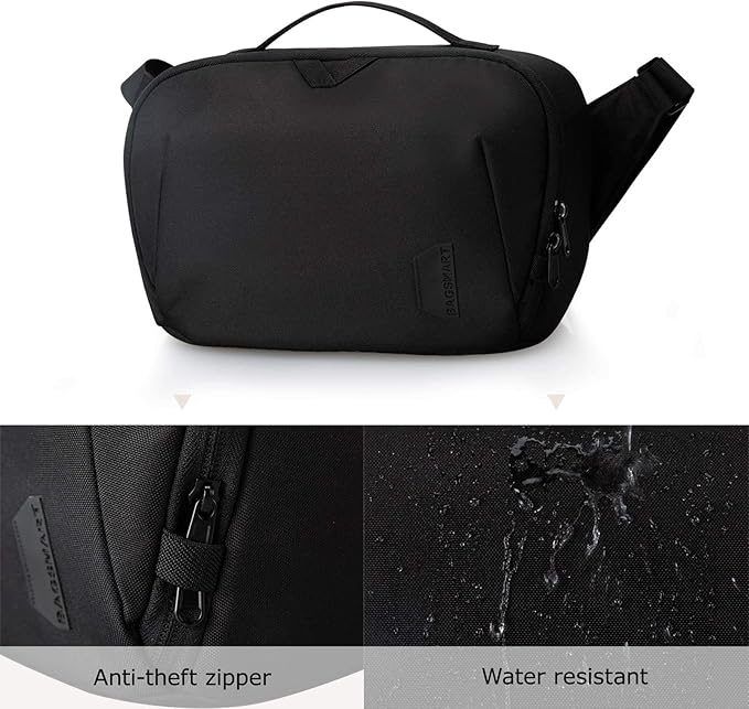 BAGSMART Bag for DSLR Camera, Waterproof Crossbody Camera Case with Padded Shoulder Strap, Anti-Theft Shoulder Bag, Black