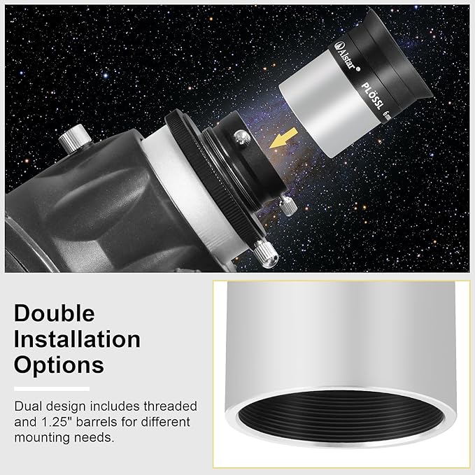 Alstar 1.25 Inch Plossl Telescope Eyepiece - 6mm Fully Multicoated Optical Lens for 1.25inch Astronomic Telescope and Astronomy Filters - 4 Element Plossl Design