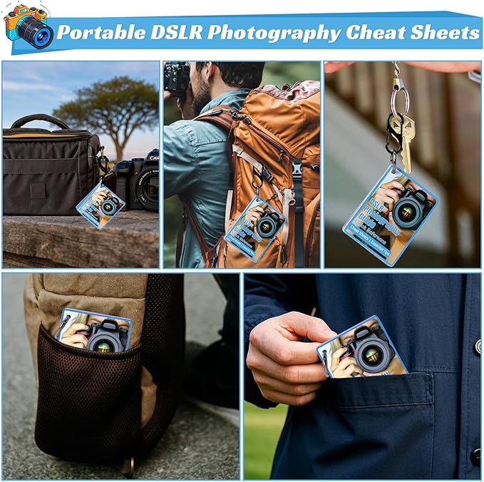 OCQOTAT Photography Cheat Sheet for DSLR Camera Accessories for Canon Nikon Sony,Quick Reference Cards Photographers Book for Beginners,Settings,Exposure, Modes,Composition,Lighting, etc.4×3 Inch