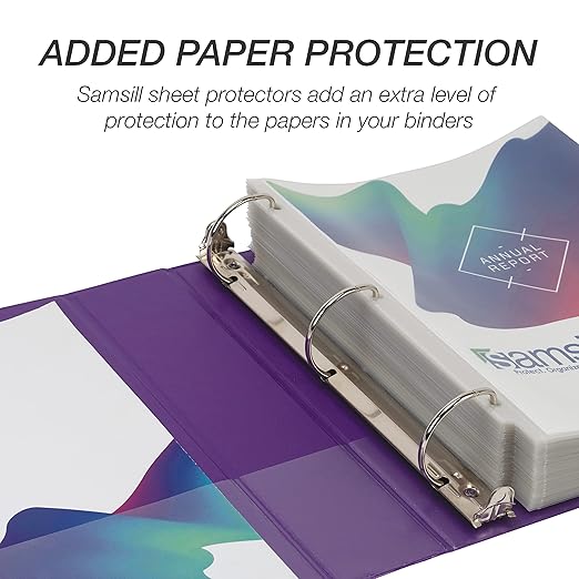 Samsill Durable 2 inch 3 Ring Binder, Made in USA, D Ring Binder, FSC 100% Recycled Chipboard, Purple