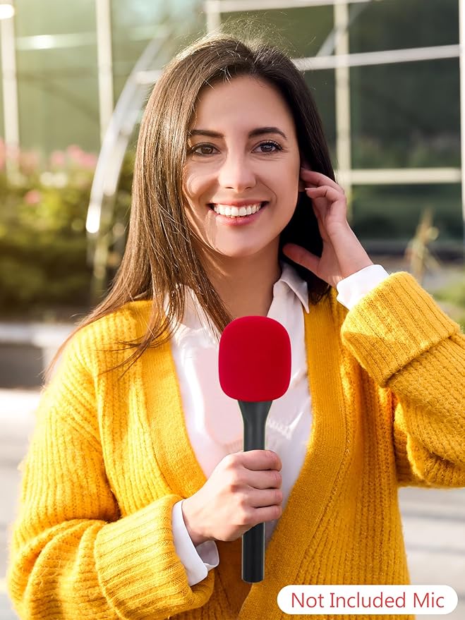 YOUSHARES Handheld Adaptor with Foam Cover, Compatible with Rode and DJI Wireless Microphones for Interviews (Red Foam)
