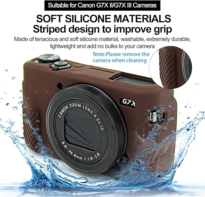 Easy Hood G7X Mark II Case G7X Camera Silicone Case, Soft Silicone Protective Cover for Canon Powershot G7X Mark II DSLR Camera (Coffee)
