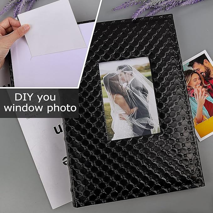 RECUTMS Photo Album 300 Pockets,4x6 Photo Book Paper Core Memo Page PU Leather Cover Picture Album Record Valentine's Day Christmas Holiday Commemorative Gift (Light Pink)