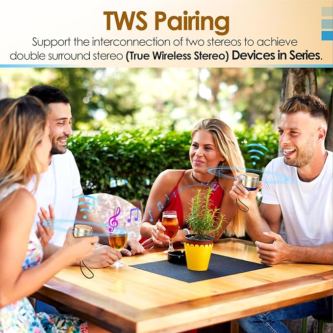 Mini Bluetooth Speaker with BT5.4, 12H Battery Life & Noise Reduction Mic – Portable Wireless Speakers for Work, Party, and White Elephant Gifts for Adults, speakers bluetooth wireless with Tws