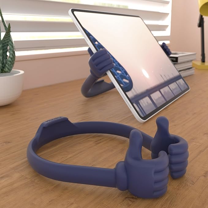 Honsky Adjustable Tablet Stand, Portable Phone Holder for Desk Bed - Multi-Angle Drawing Stand Compatible with All Tablets (Blue Deep)