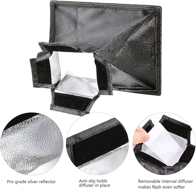 waka Flash Diffuser Light Softbox, [2 Pack] Speedlight Softbox Collapsible with Storage Pouch - 8" Octagon Softbox + 8"x6" for Canon, Yongnuo and Nikon Speedlight