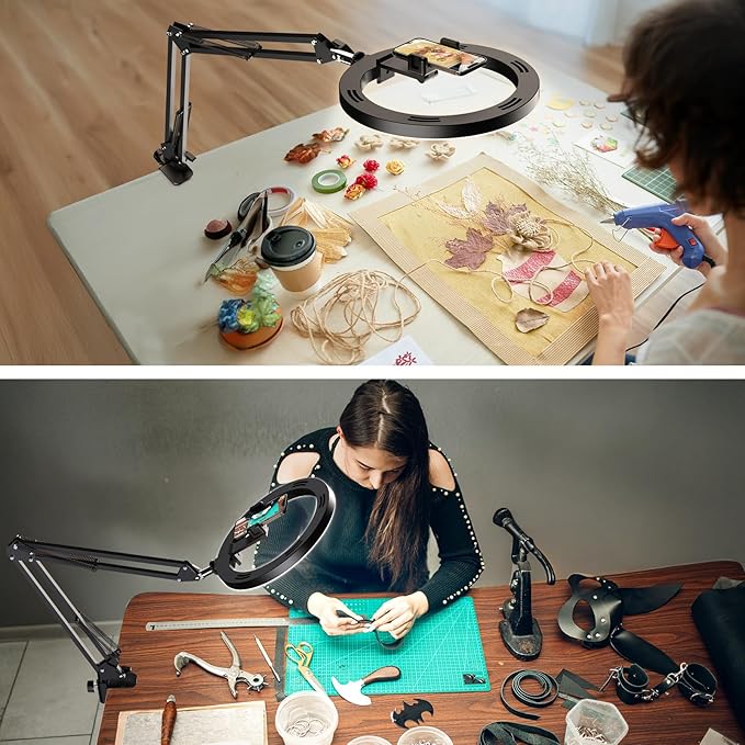 Upgrade 18W Ring Light Tripod iPhone for Desk, Ultra Bright 1800Lumens Overhead Camera Mount Circle Light with Remote Control & Phone Holder for Video Recording,Photography,Streaming,TikTok,YouTube